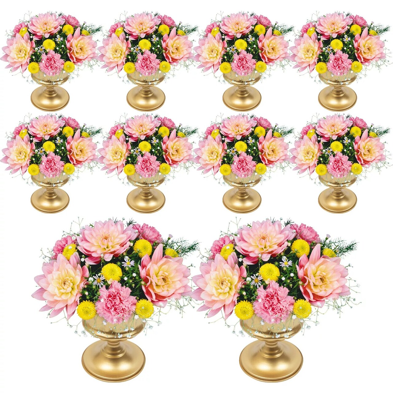 10Pcs 15cm Gold Metal Centerpieces Flower Vase Wedding Anniversary Party Decor
